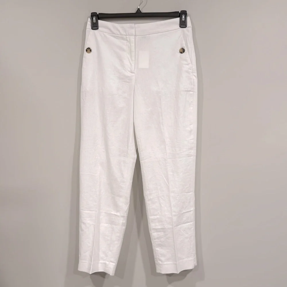 J. Crew White Elastic Back Linen Blend Sailor Pants 8P NWT